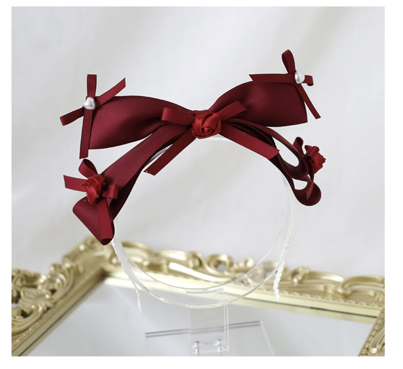 Xiaogui - Elegant Lolita Hairband Dark Red - Headwear Headwear
