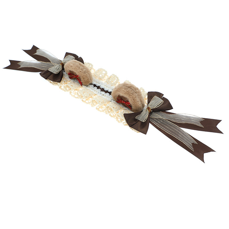 Lolita Headband Cute Japanese Handmade Fashion Accessory Cosplay Comic Exhibition Costume Plush Bear Ear Headband