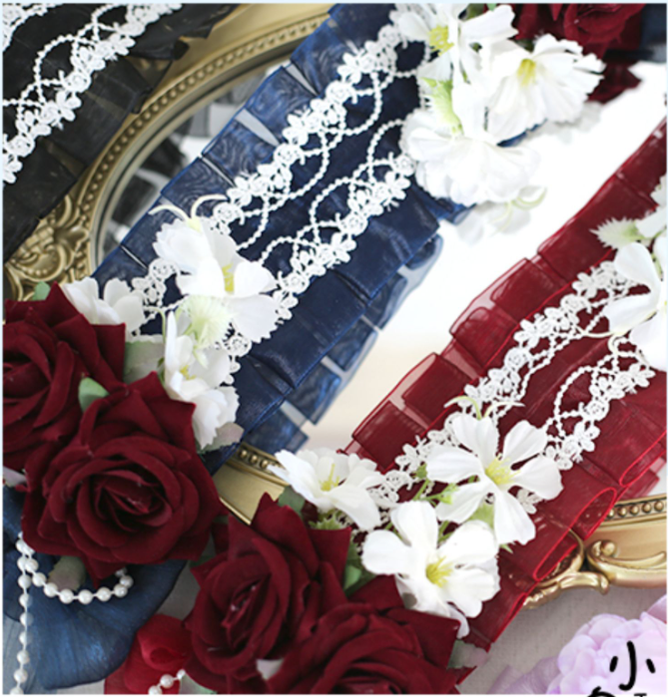 Xiaogui - Elegant Lolita Floral Lace Handmade - Headband Headwear