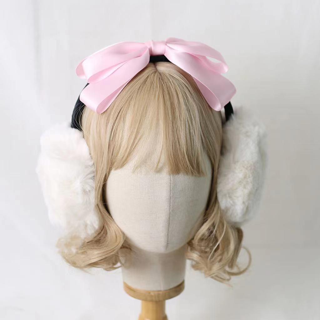 Xiaogui - Winter Lolita Earmuff Bow Plush - Earmuff Ear Protector Headwear