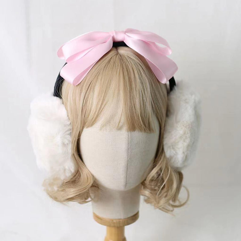 Xiaogui - Winter Lolita Earmuff Bow Plush - Earmuff Ear Protector Headwear