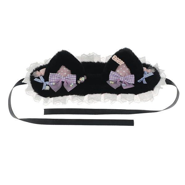 Lolita Japanese Style Girl Hair Accessories Cat Ear Hair Ornament Bow Hair Clip Plush Polka Dot Hairpin Cat Ear Headband - Lolita Fetch