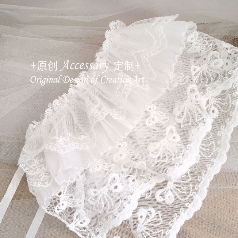 Senyu double-layer lace veil Lolita headband in French style with lace hat details, perfect for Lolita fashion accessories.