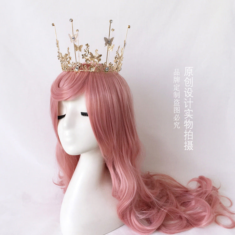 Lolita Girl Crown European Court Retro Pearl Butterfly Rhinestone Hair Crown Crown Tiara Headwear Collection