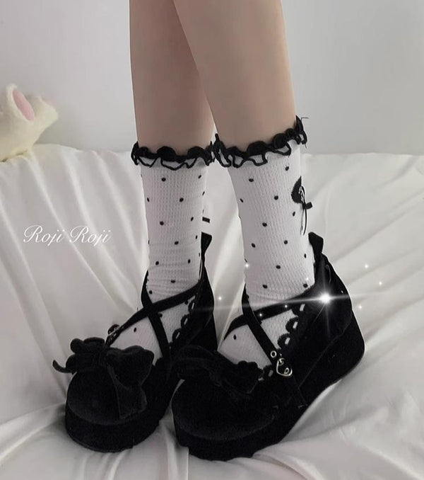 Roji Roji - Sweet Lolita Socks Cute Lolita - Short Socks With Polka Dot Socks