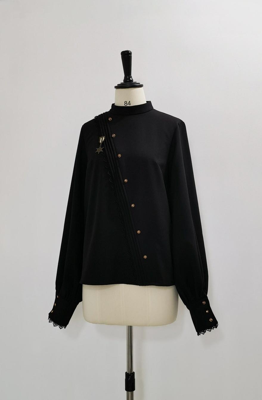 Rose's Will - Ouji Lolita Shirt, High-Low Hem Shorts Shirt (with a star brooch only) S