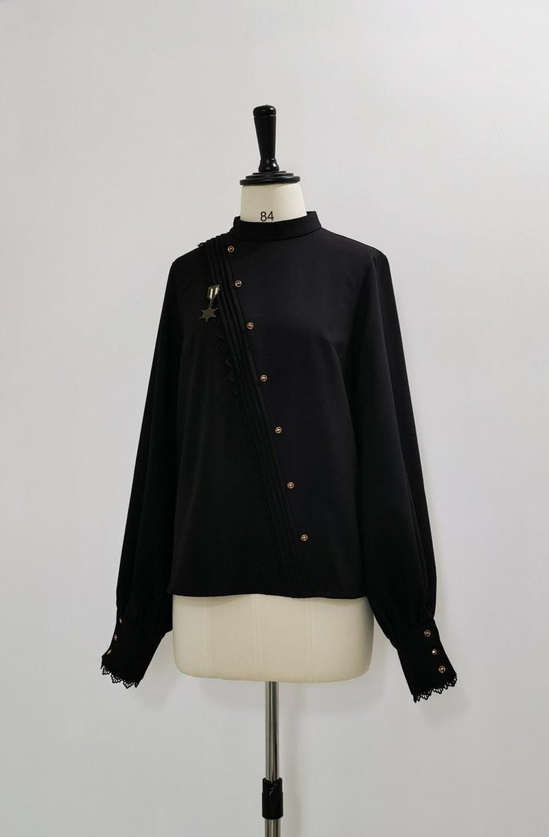 Rose's Will - Ouji Lolita Shirt, High-Low Hem Shorts Shirt (with a star brooch only) S