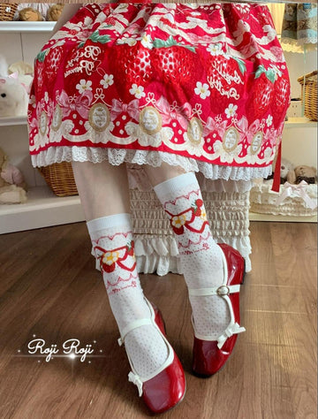 Roji Roji - Sweet Lolita Socks, Strawberry Print - Socks