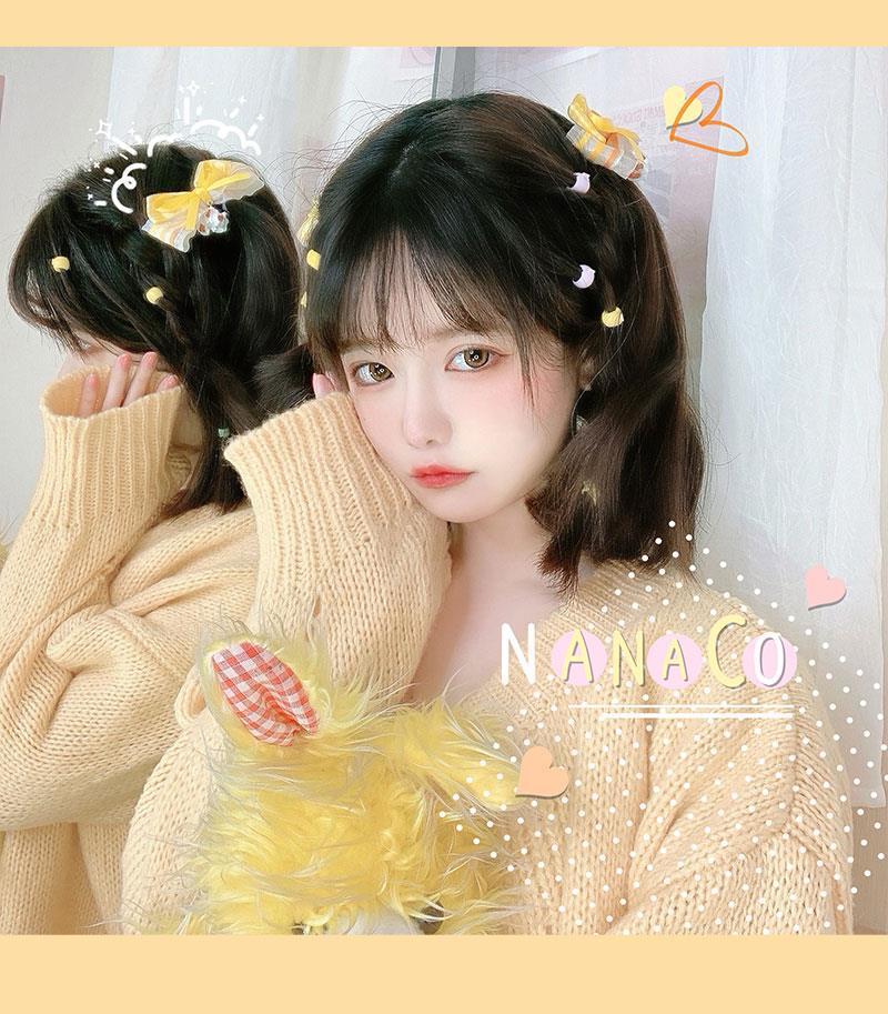 Handmade - Popcorn Edge Lolita Hair Clip - Yellow one-piece hair clip