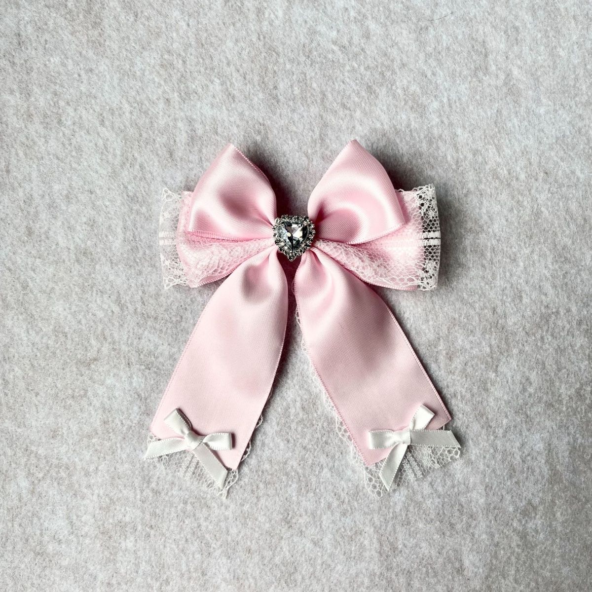 Handmade - Lace Tasseled Bow - Hair Clip or Brooch - detail view 4