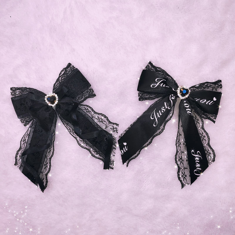 Independent Brand - Black Lace Bow Hair Accessory - Heart