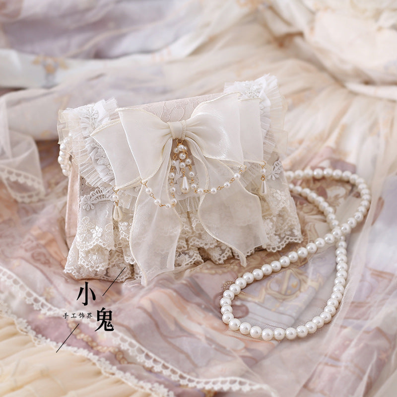 Original Lolita Gentle Girl Lolita Elegant Tea Party Handbag Natural Color Lace Chain Crossbody Bag - Lolita Fetch