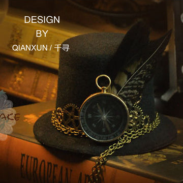 Steampunk Hat Feather Top Hat Mechanical Gear Clock Hat Hairpin Vintage Lolita