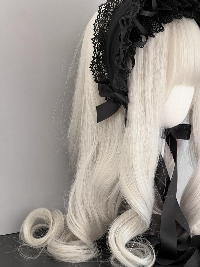 MAID - Gothic Lolita Lace Bonnet Wide Brim - Bow BNT Headwear Headwear