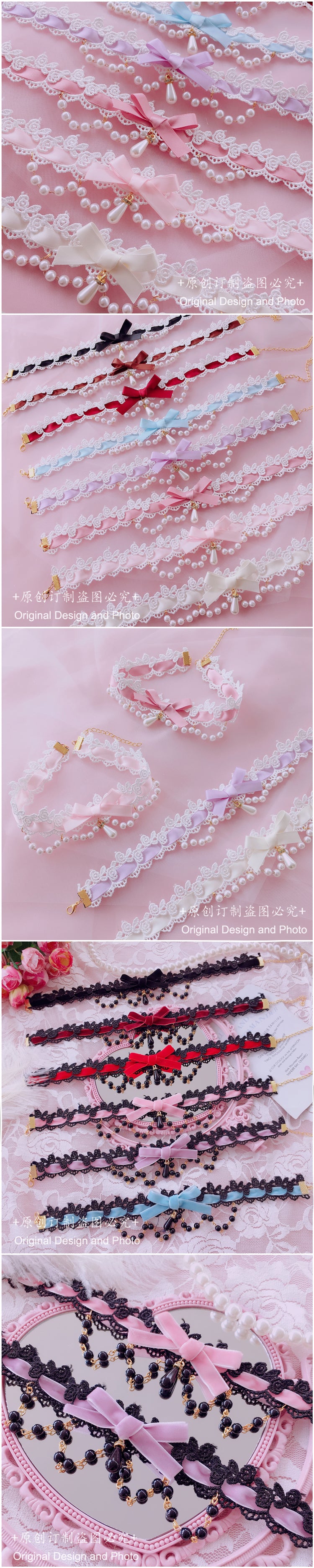 Multicolor Lolita Choker Short Necklace Accessories Handmade Girly Heart Choker Soft Girl Pendant Choker