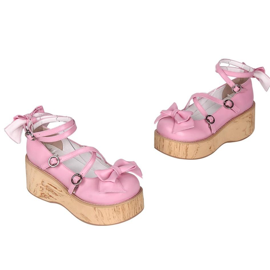 Angelic imprint - Sweet Lolita Platform Shoes - Wood-grain Outsole Shoes