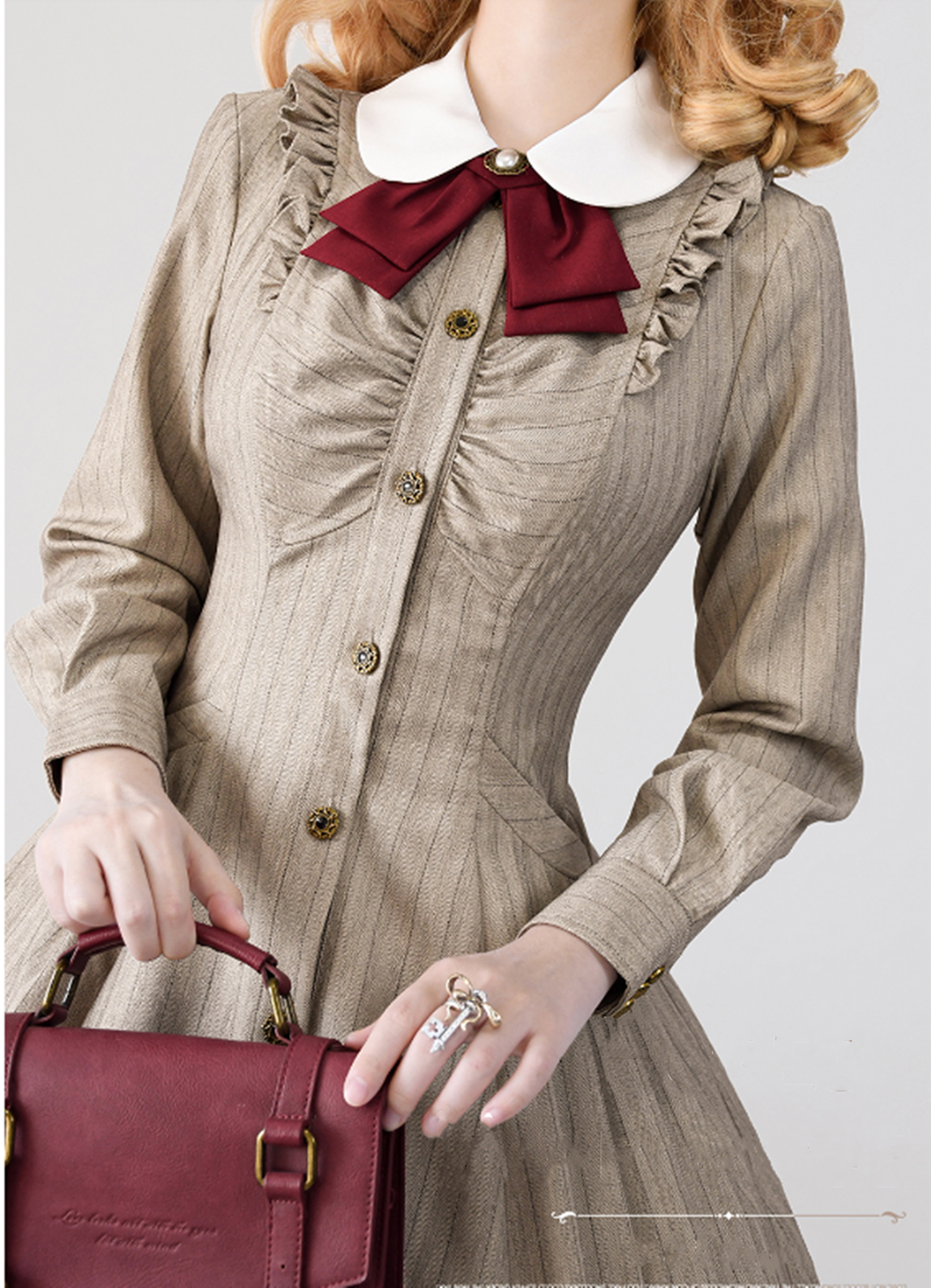 Forest Wardrobe - Winter Lolita Classic Front Open - Stripe OP OP Dress