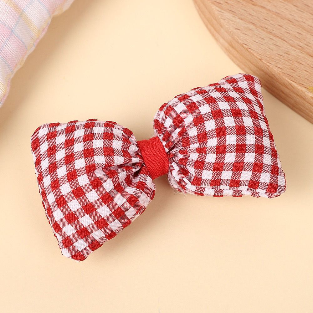 Handmade - Padded Gingham Bow - Brooch or Craft Accent - detail view 5
