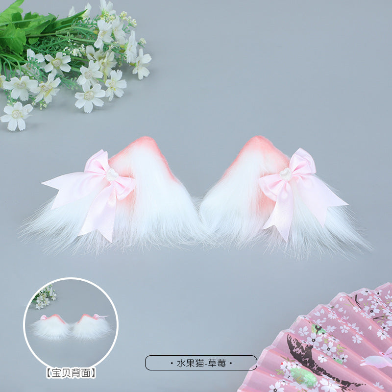 Lolita Hair Accessories In Stock Plush Handmade Multiple Colors Available Party Fashion Accessories Cute Cat Ear Hair Clips - Lolita Fetch