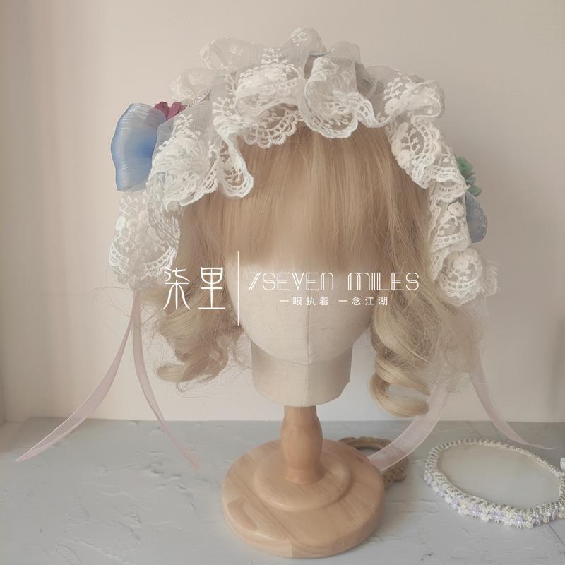 Handmade Classical Lolita Bridal Embroidery Lace Flower Lace Bow Hairband Hair Accessory