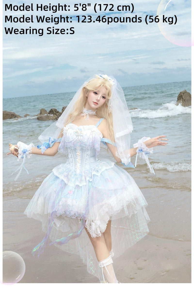 Qianmu - MermaidTears - Wedding Lolita JSK Dress, Ocean Theme