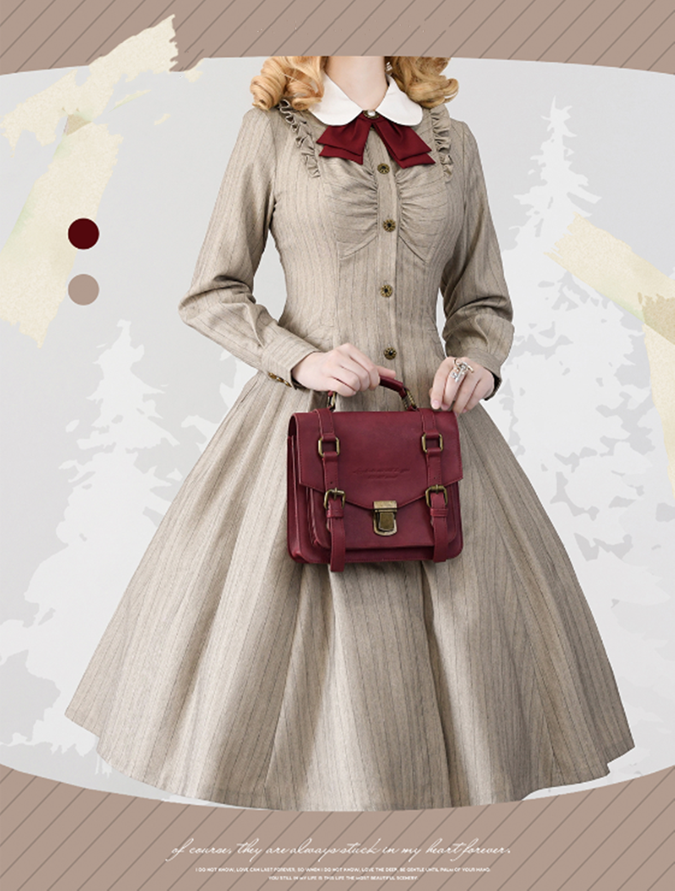 Winter Lolita Classic Front Open Stripe OP S warm brown