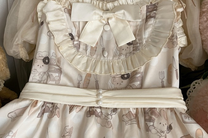 Niu Niu - Plus Size Lolita Jumper Dress - Beige Sweet Short Sleeve JSK Dress