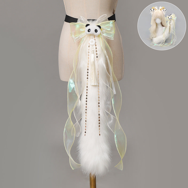 Lolita Chinese Style Cat Ear Headband Subculture Animal Ear and Tail Cosplay Accessories Plush Cat Ear and Tail Set
