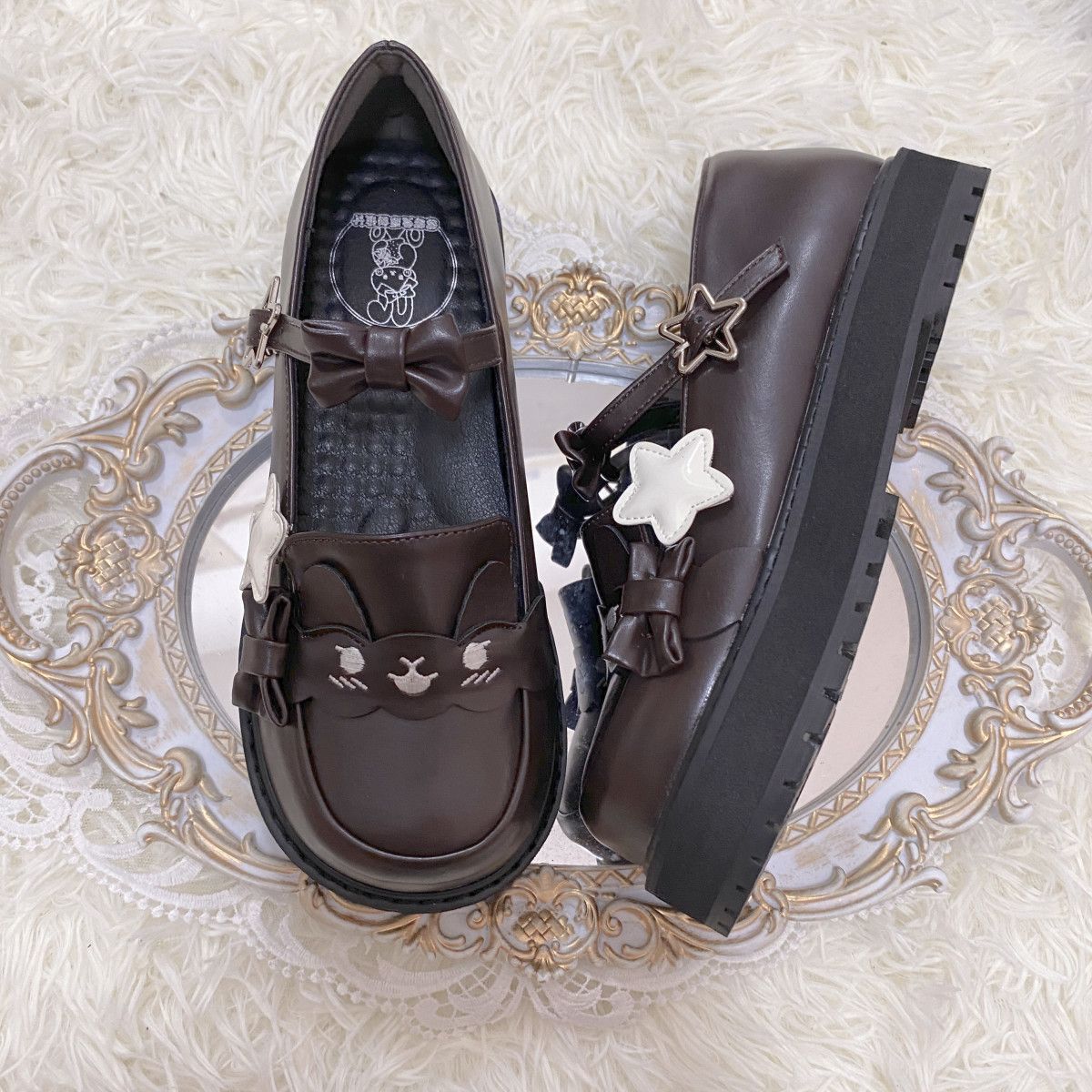 Sweet “Cocoa Rabbit” Strawberry Bunny Leather Shoes | Thick-Sole Round-Toe Niche Lolita & JK Uniform Shoes with Bow