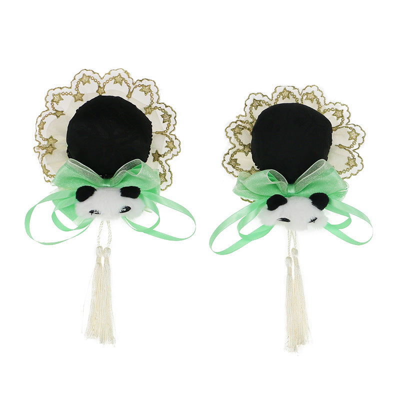 Lolita Ancient Style Hair Accessories Tassel Cute Girl Bun National Style Hair Clip Panda Bun Hair Clip Hair Ornament - Lolita Fetch
