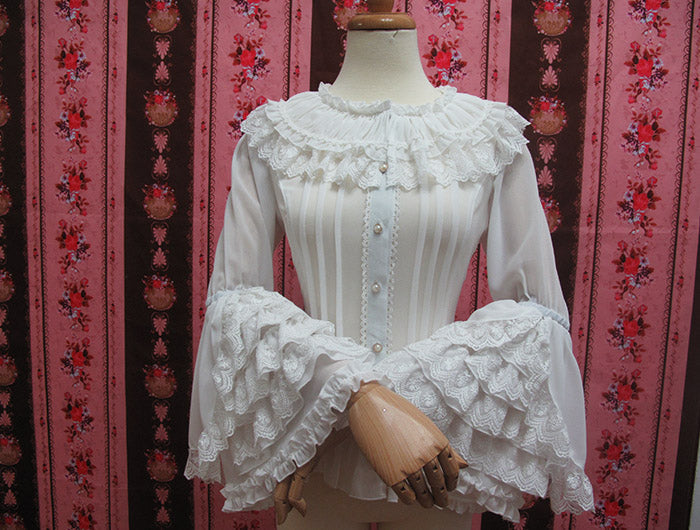 Yilia - Retro Princess Long Sleeve Lolita - Blouse Innerwear