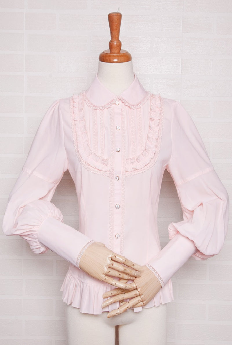 Yilia - Elegant Lamb Sleeve Chiffon Lolita - Blouse Innerwear