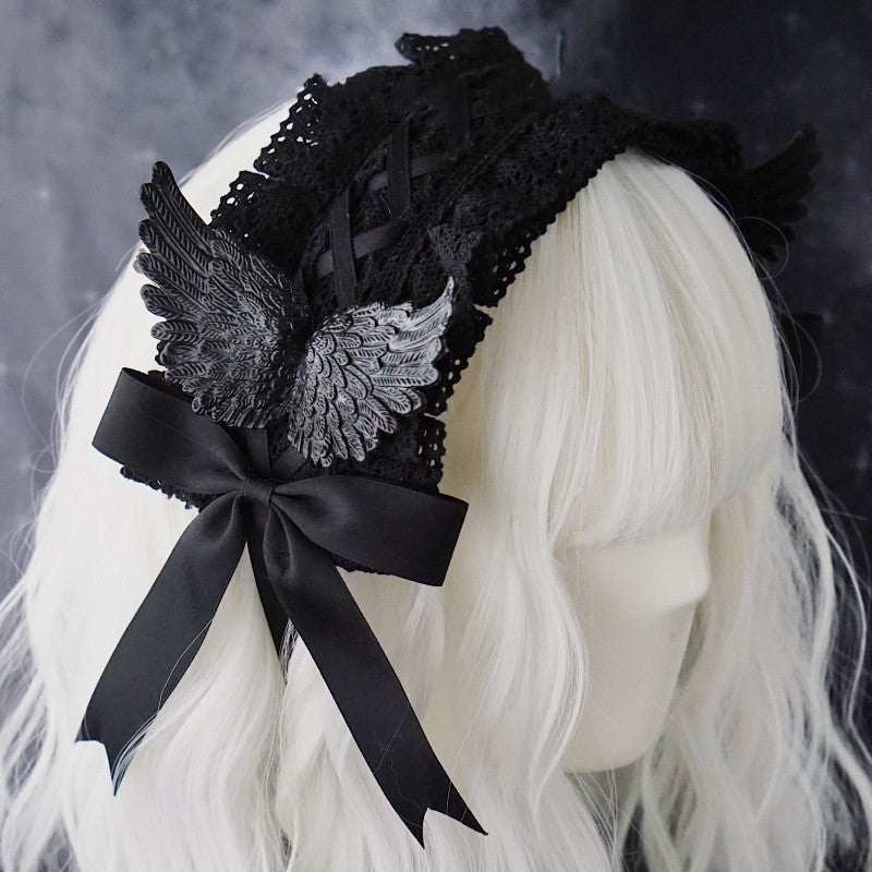 Strange Sugar - Black Wings Halloween Goth Lolita - Hairband Headwear