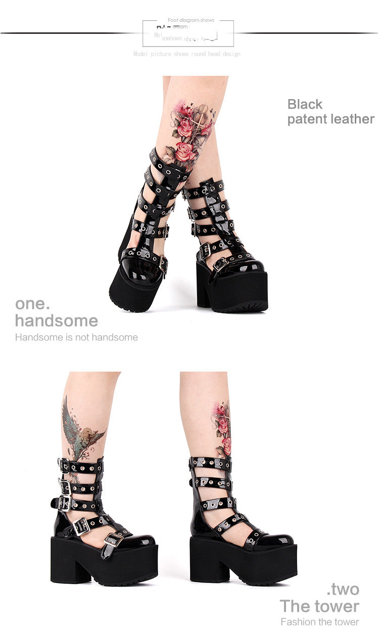 Angelic imprint - Gothic Lolita Punk Platform Boots - Sandals Shoes
