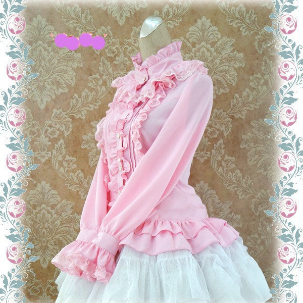 Strawberry Witch - Stand Coallr Silk Retro Lolita - Blouse Innerwear