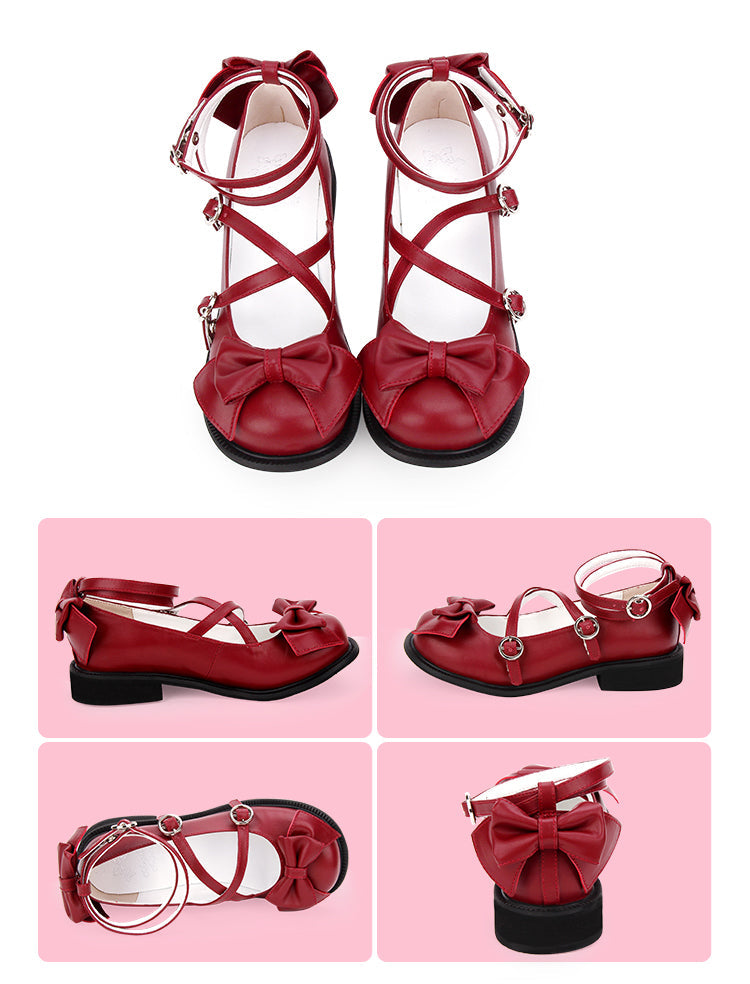 Angelic imprint - Sweet Lolita Bow Shoes - Low Heel, Round Toe Shoes