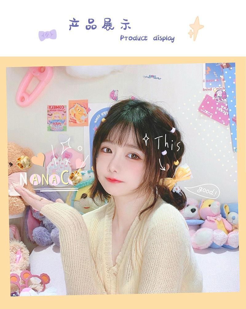 Handmade - Popcorn Edge Lolita Hair Clip - Yellow one-piece hair clip