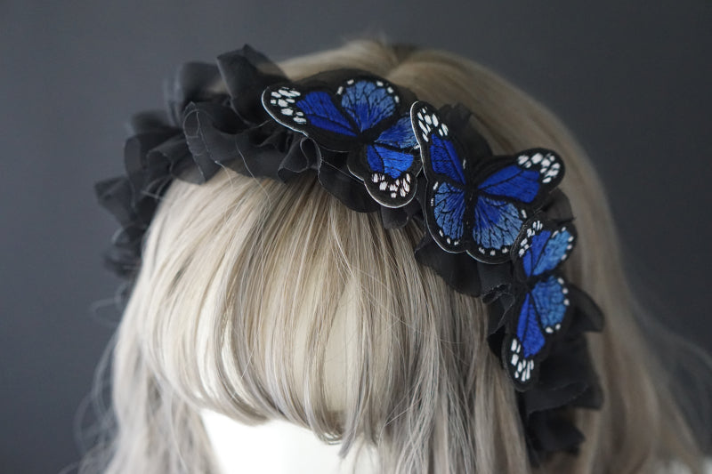 Original Handmade Lace Butterfly Headband - Dark Gothic Lolita Hair Accessory | Photography Prop