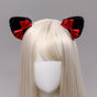 Pince à Cheveux Oreilles de Chat Triangulaires - Oreilles Noires Nœud Rouge Vin