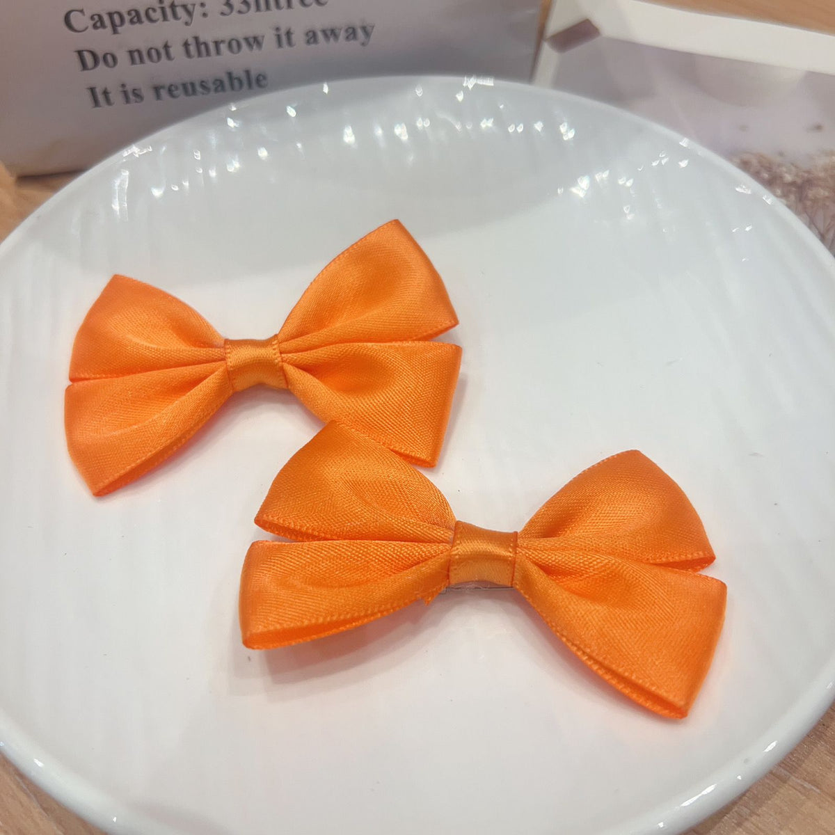 Handmade - Glossy Satin Ribbon - Bow Brooch Pair - detail view 18