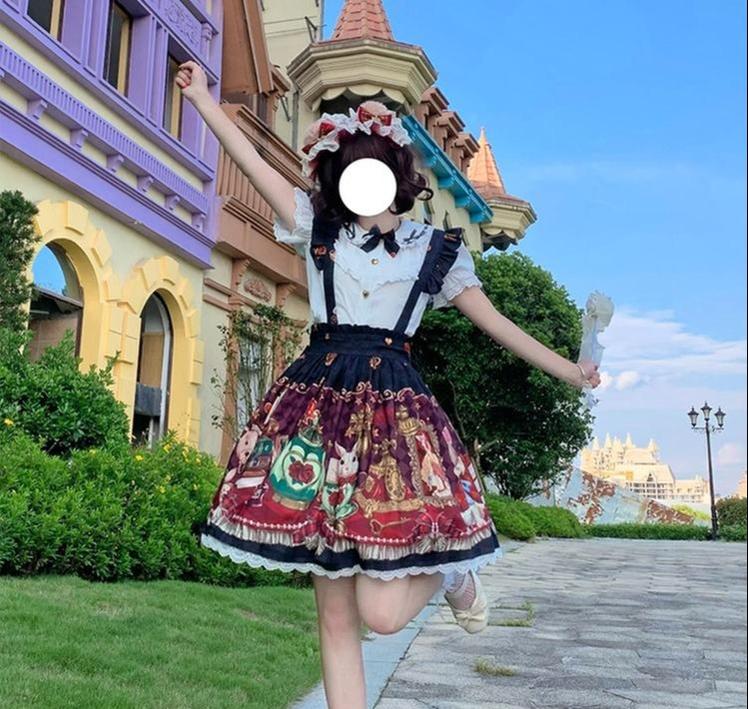OCELOT - Crown Bear - Kawaii Lolita SK Daily Chiffon Skirt