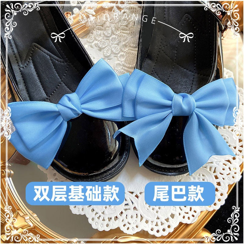 Sweet and Cute Girl Multi-color Lolita Shoe Clips Versatile Bow Shoe Buckles JK Basic Shoe Flowers