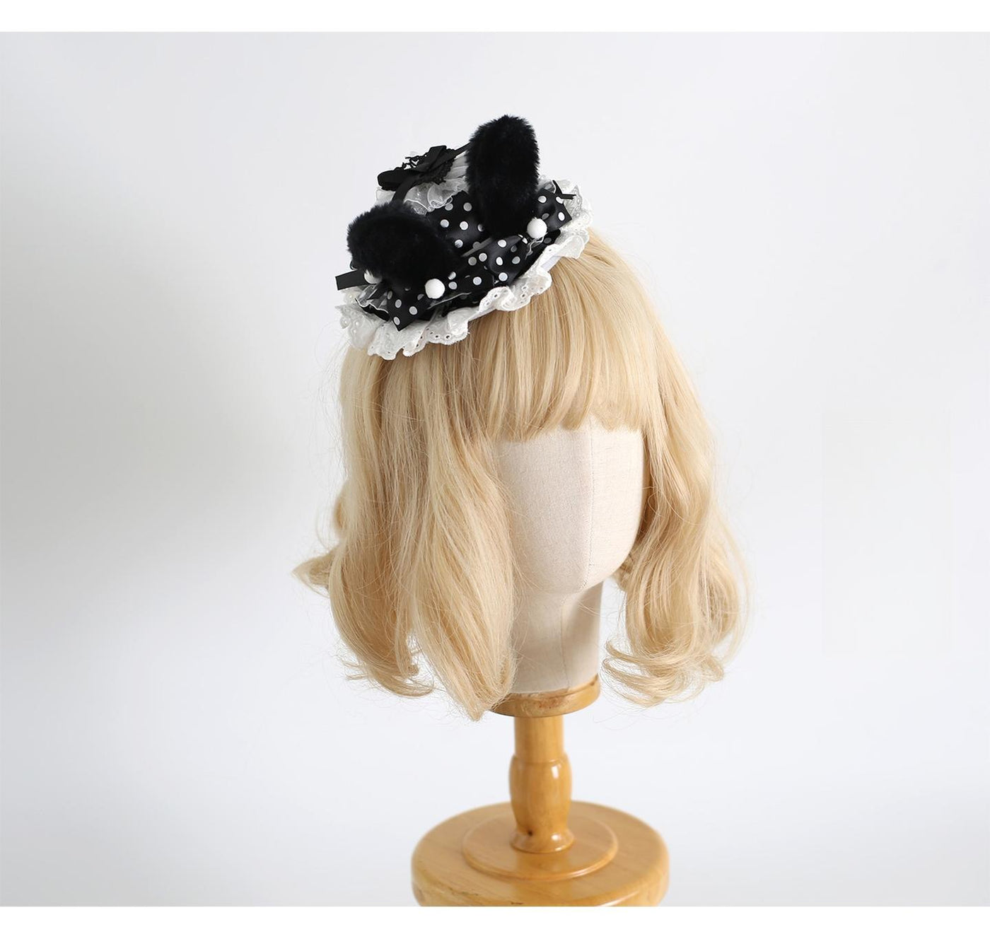 Xiaogui - Polka Dot Lolita Headdress - Detachable Bunny Ear Headwear