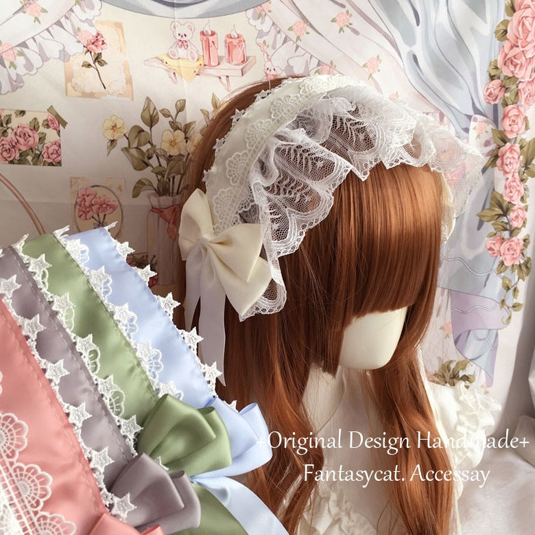 Japanese Retro Handmade Lolita Headband Lolita Style Lace Hair Accessory Sweet Versatile Dark Style KC Hair Ornament