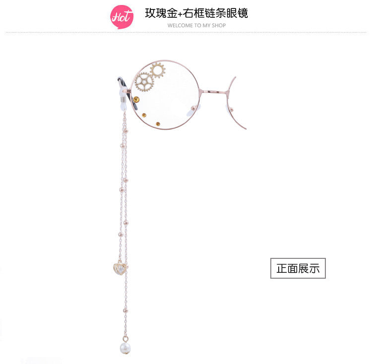 Accessories Lolita Rose Heart Wings Steampunk Bat Rose Gothic Gear Single-Sided Glasses - Lolita Fetch
