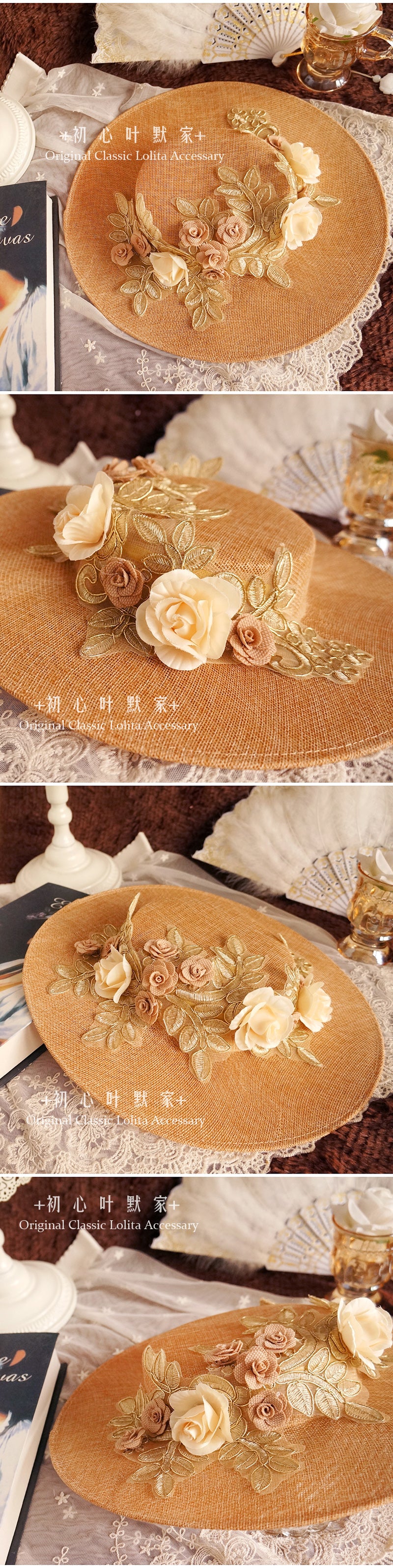 Handmade Bonnet Straw Hat Lolita Tea Party Pastoral French Style Vintage Photo Hat Classical Hat