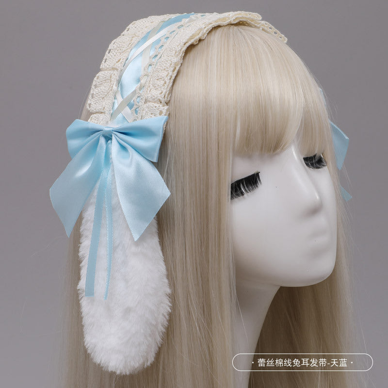 Handmade Classical Bow Lace Bunny Ears - Lolita Hair Clips/Bands Wedding Accessories - Lolita Fetch