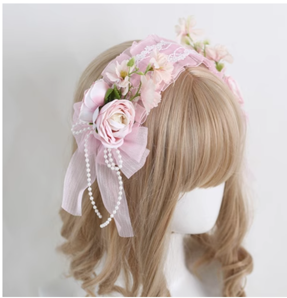 Xiaogui - Elegant Lolita Floral Lace Handmade - Headband Headwear