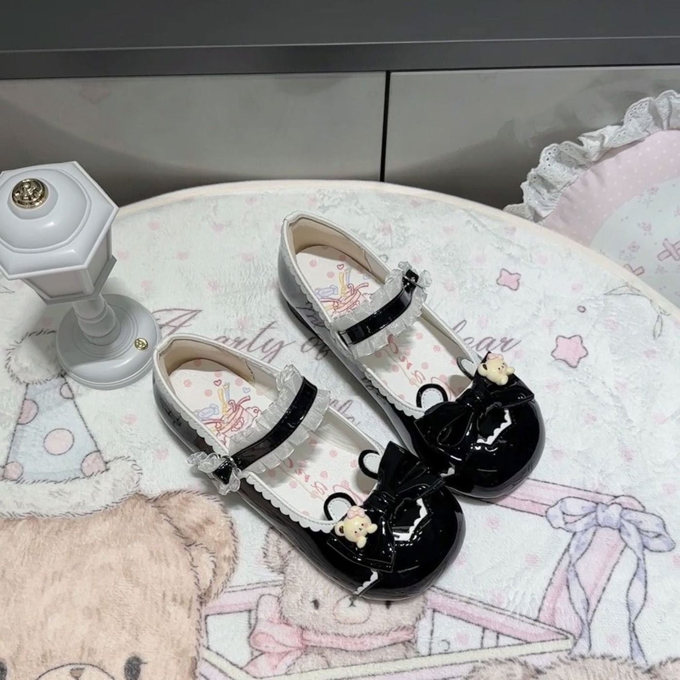 Cute Lolita Lace Bow Ballet Round-Toe Low-Heel Mary Janes