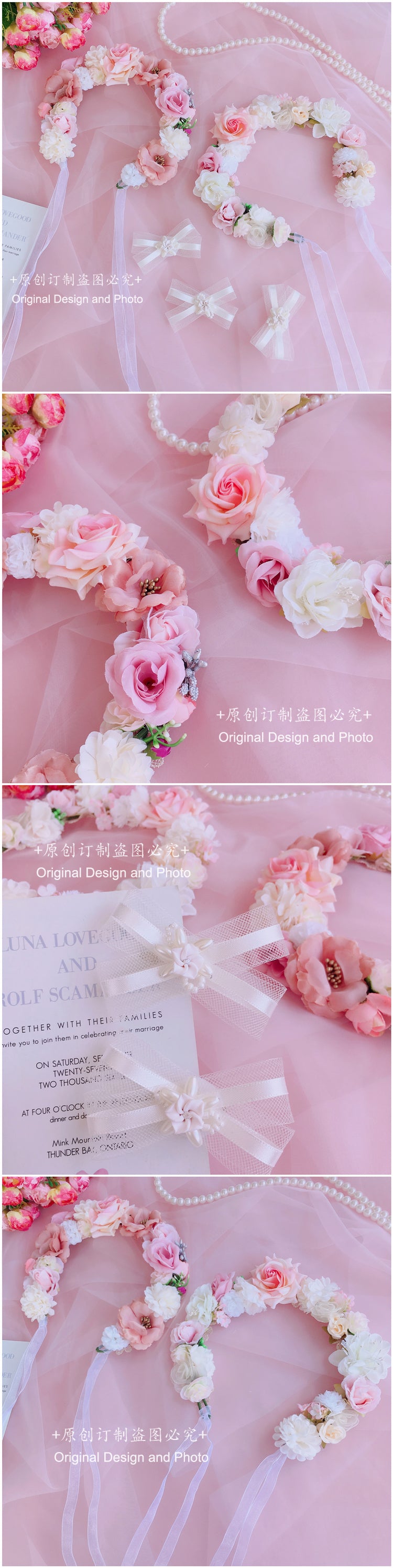 Forest Style Lolita Fairy Ribbon Flower Headband Wreath Lolita Kc Hair